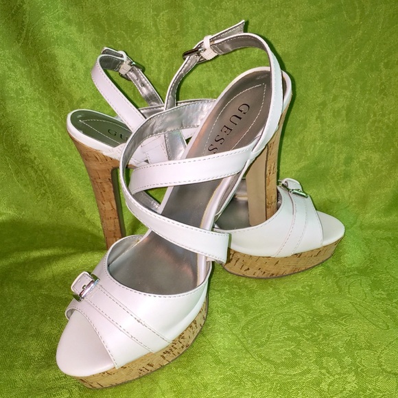 Guess White Platform Heels - Picture 1 of 8